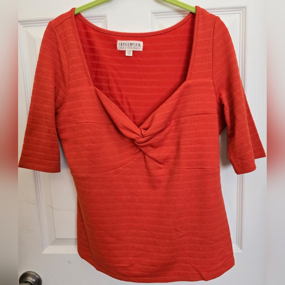 Idyllwind Women's Size Large Orange Knot Detail Blouse